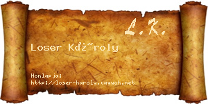 Loser Károly névjegykártya
